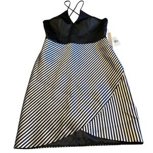 Phoebe By Kay Unger Black White Stripe Party Dress Prom Strappy Goth Whimsygoth